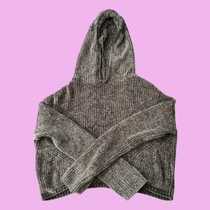 garage olive green chunky knit hoodie, size L